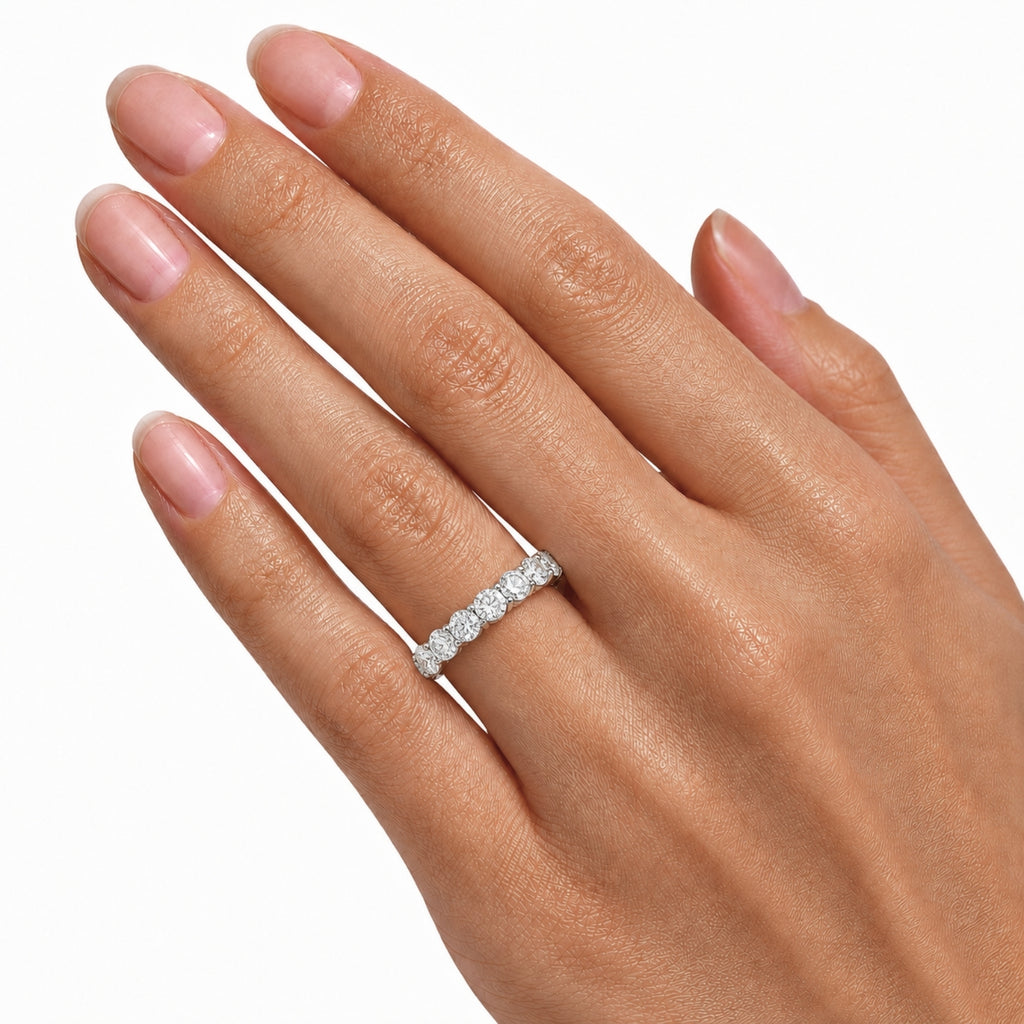 3.00 - 7.00  Carat T.W. Round-cut Lab Grown Diamond (F/VS+) 14K Gold Eternity Band Ring
