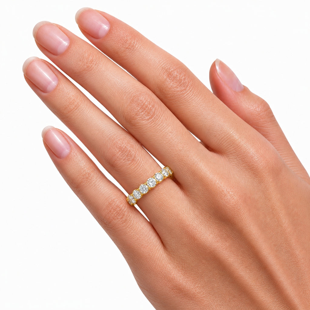 3.00 - 7.00  Carat T.W. Round-cut Lab Grown Diamond (F/VS+) 14K Gold Eternity Band Ring