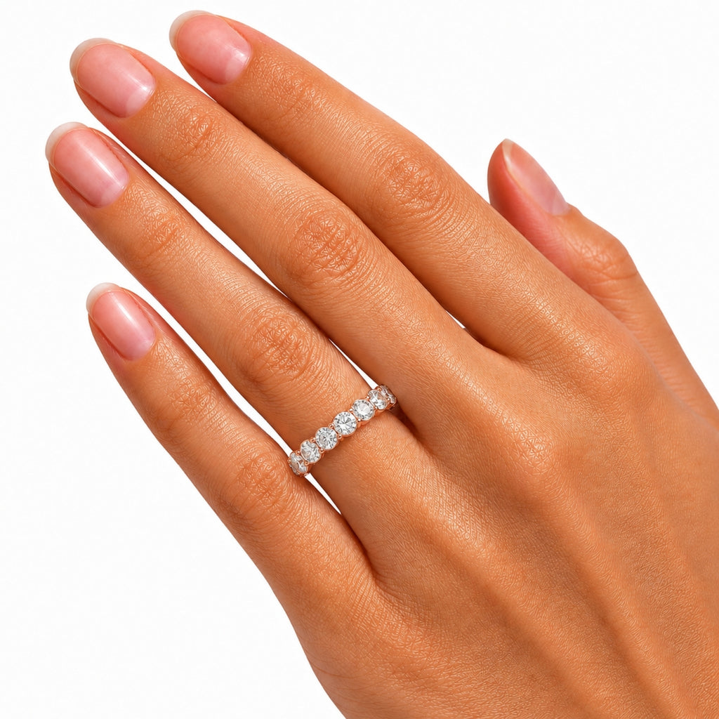 3.00 - 7.00  Carat T.W. Round-cut Lab Grown Diamond (F/VS+) 14K Gold Eternity Band Ring