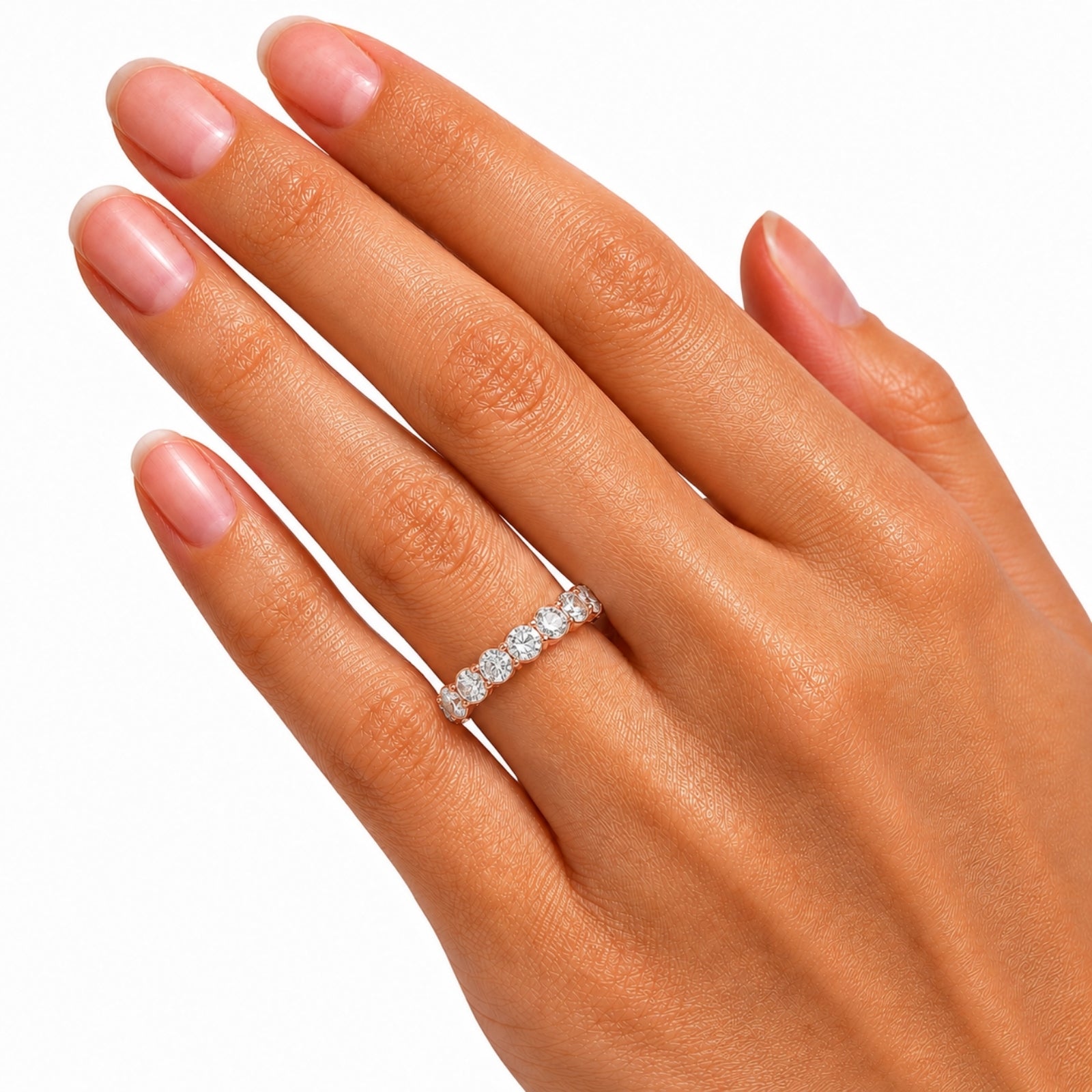 3.00 - 7.00  Carat T.W. Round-cut Lab Grown Diamond (F/VS+) 14K Gold Eternity Band Ring