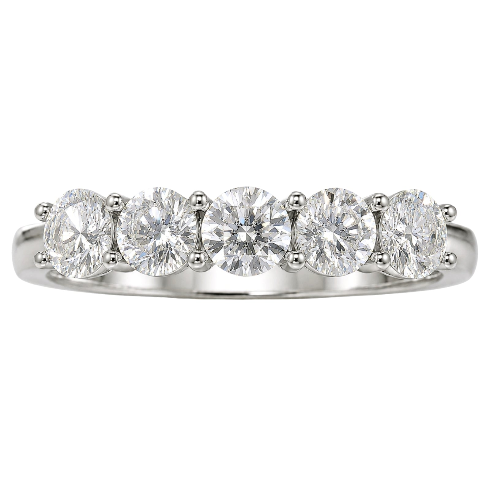 1.00-5.00 Carat T.W. Round-cut Lab Grown Diamond (F/VS+) 14K Gold 5 Stone Band Ring