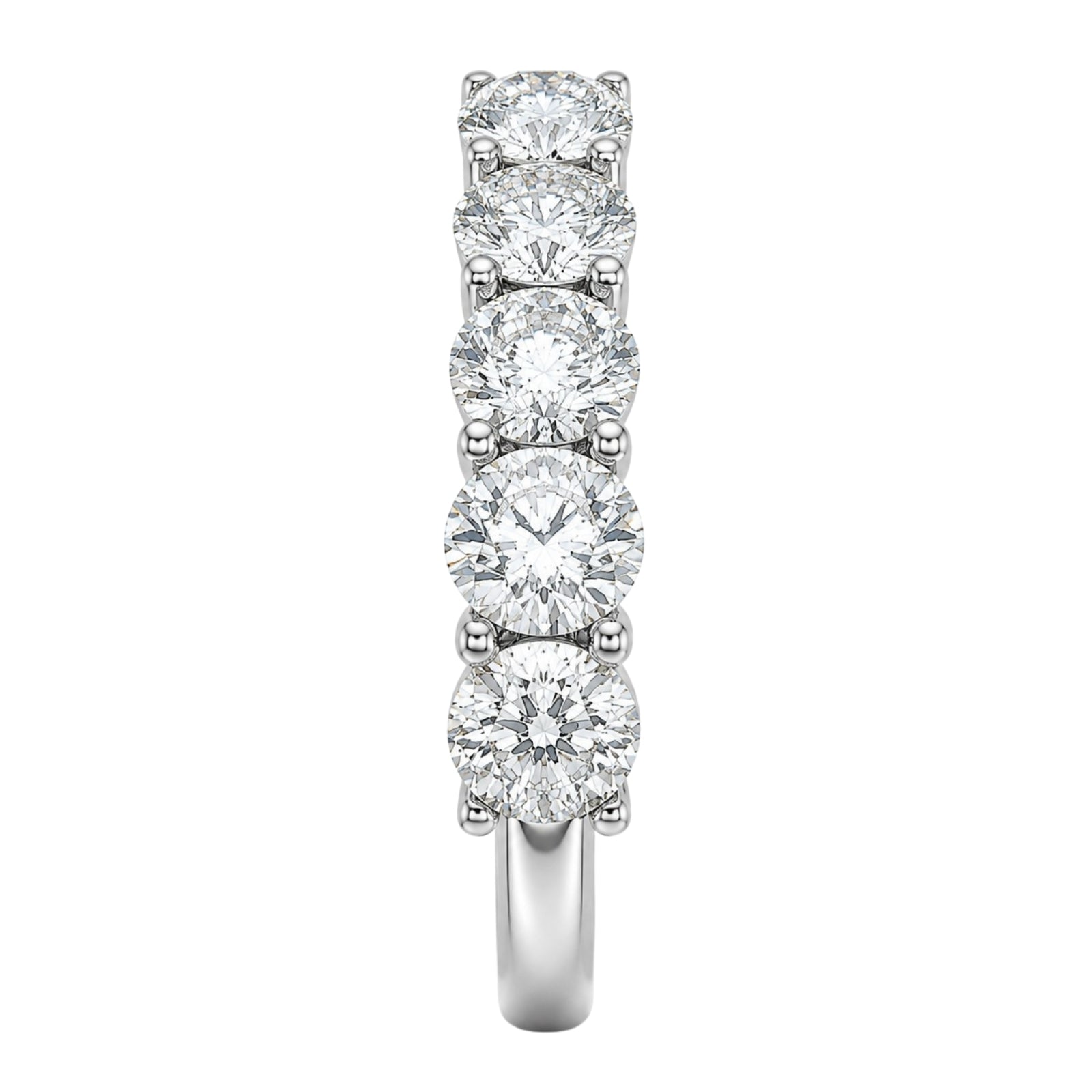 1.00-5.00 Carat T.W. Round-cut Lab Grown Diamond (F/VS+) 14K Gold 5 Stone Band Ring