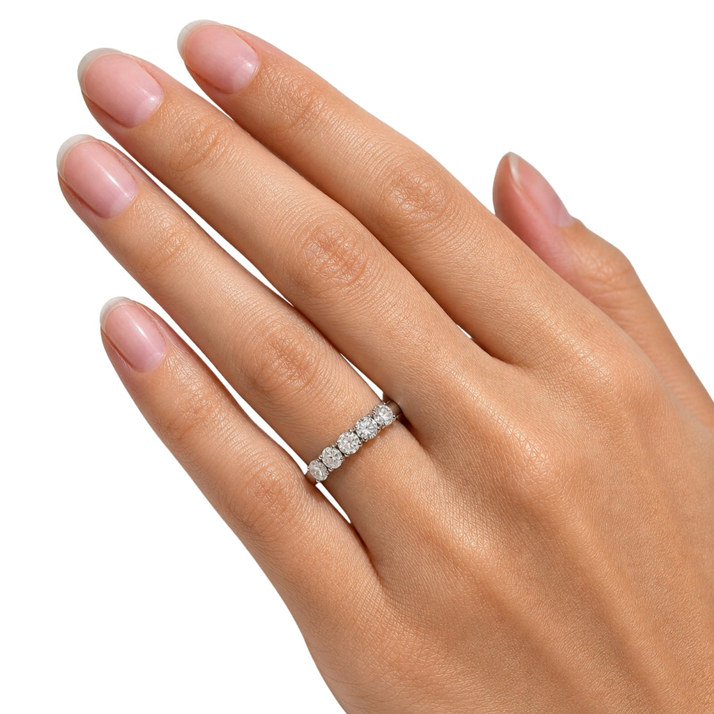 1.00-5.00 Carat T.W. Round-cut Lab Grown Diamond (F/VS+) 14K Gold 5 Stone Band Ring