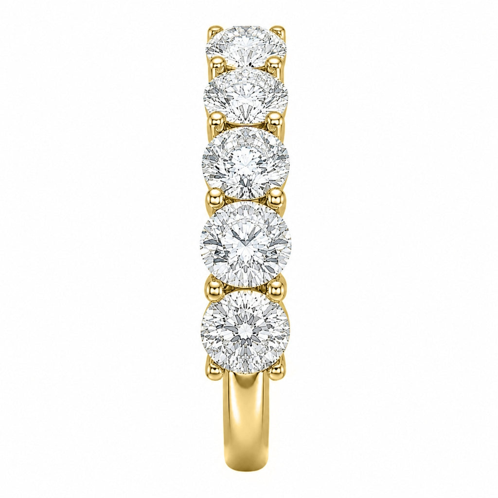 1.00-5.00 Carat T.W. Round-cut Lab Grown Diamond (F/VS+) 14K Gold 5 Stone Band Ring