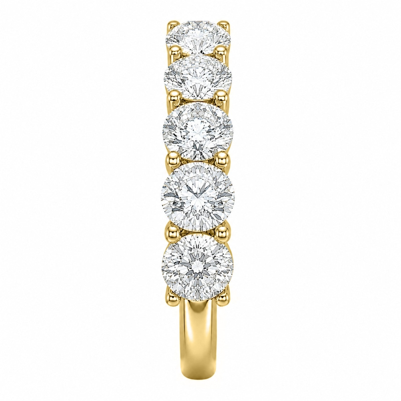 1.00-5.00 Carat T.W. Round-cut Lab Grown Diamond (F/VS+) 14K Gold 5 Stone Band Ring