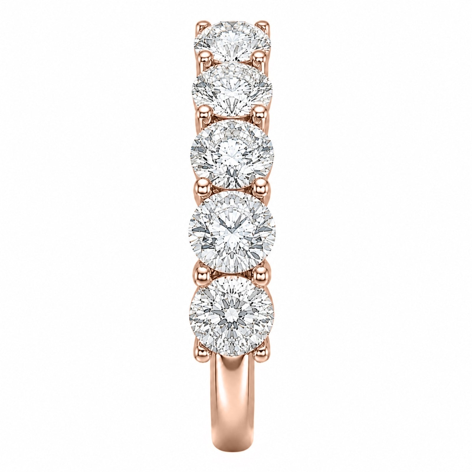 1.00-5.00 Carat T.W. Round-cut Lab Grown Diamond (F/VS+) 14K Gold 5 Stone Band Ring