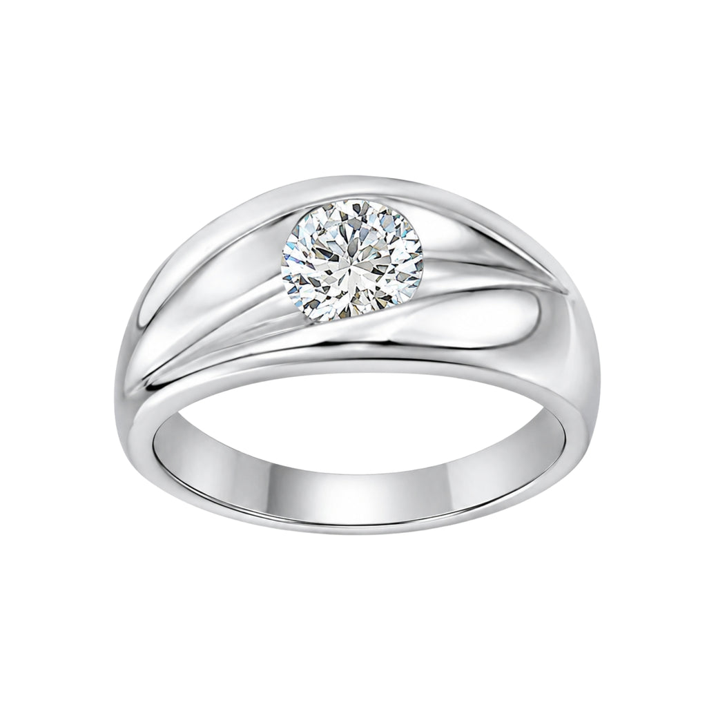 1.00 Carat T.W. Round-cut Lab Grown Diamond (F/VS+) 14K Gold Men's Ring