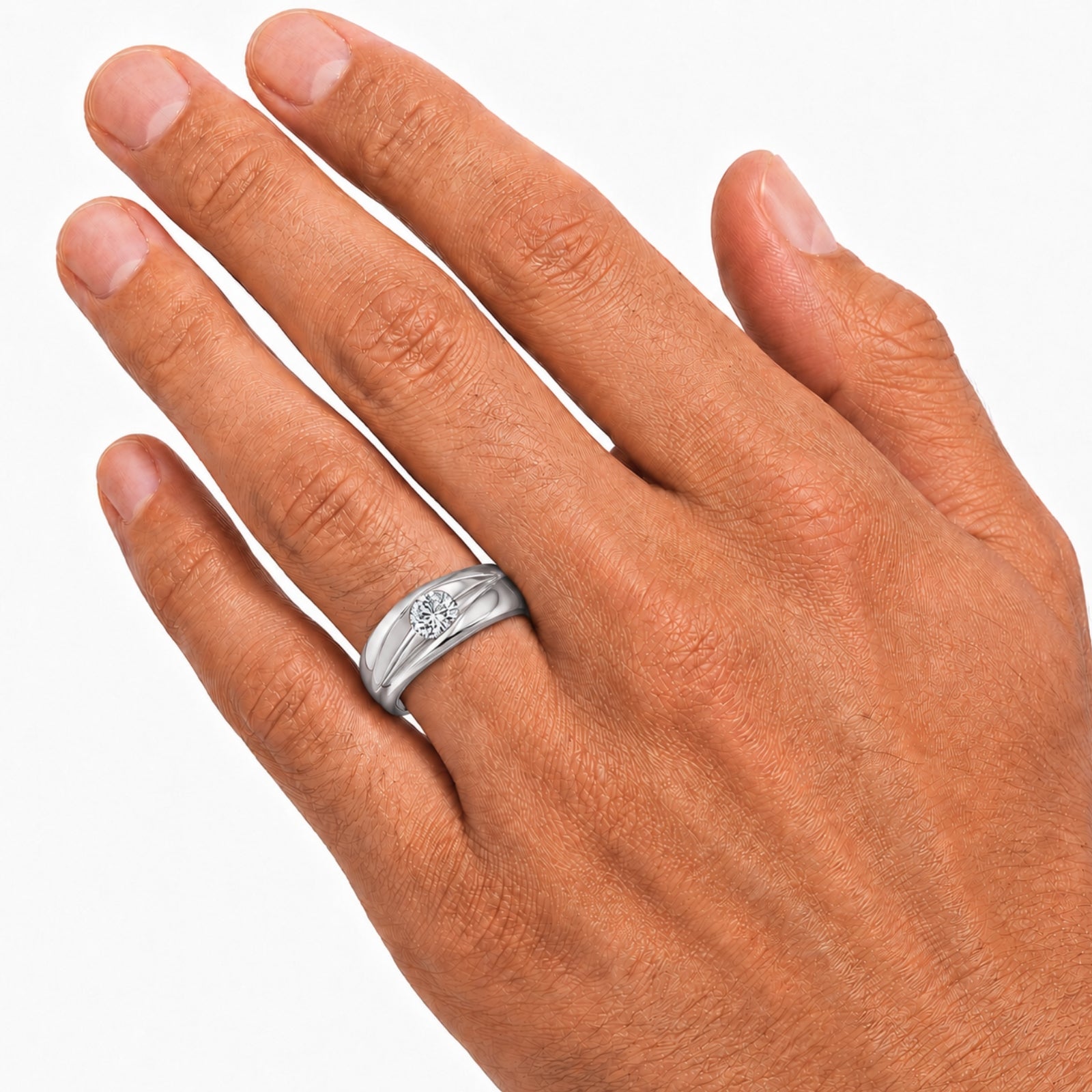 1.00 Carat T.W. Round-cut Lab Grown Diamond (F/VS+) 14K Gold Men's Ring