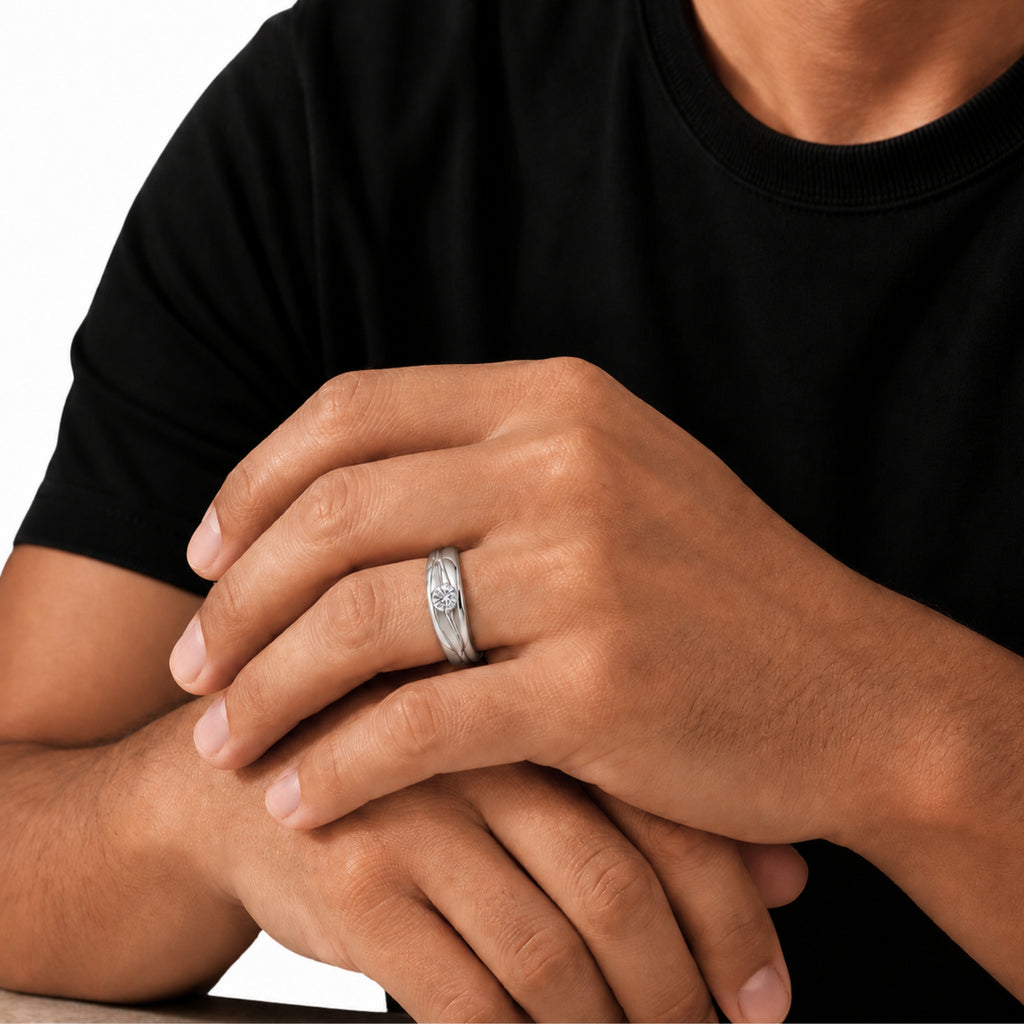 1.00 Carat T.W. Round-cut Lab Grown Diamond (F/VS+) 14K Gold Men's Ring