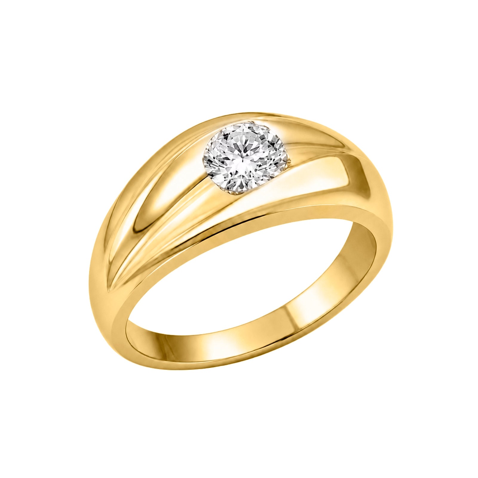 1.00 Carat T.W. Round-cut Lab Grown Diamond (F/VS+) 14K Gold Men's Ring