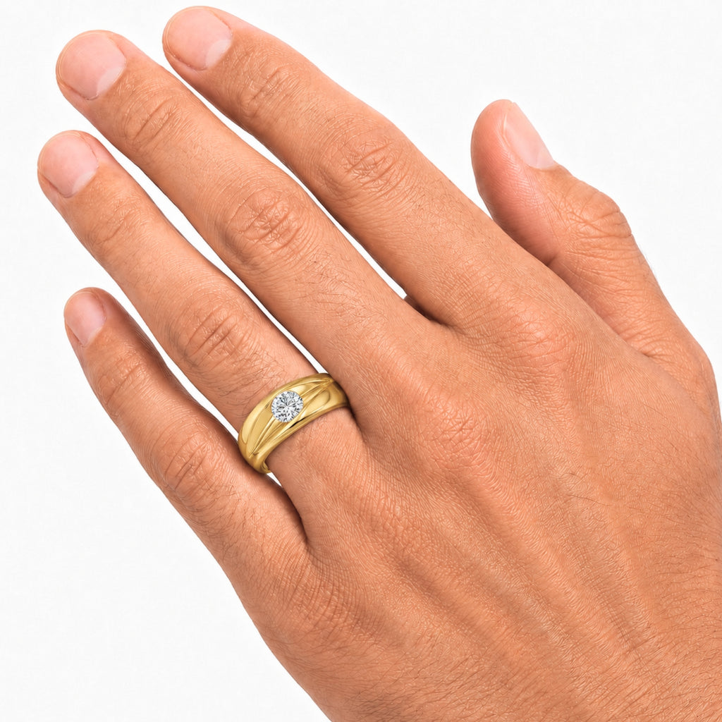 1.00 Carat T.W. Round-cut Lab Grown Diamond (F/VS+) 14K Gold Men's Ring