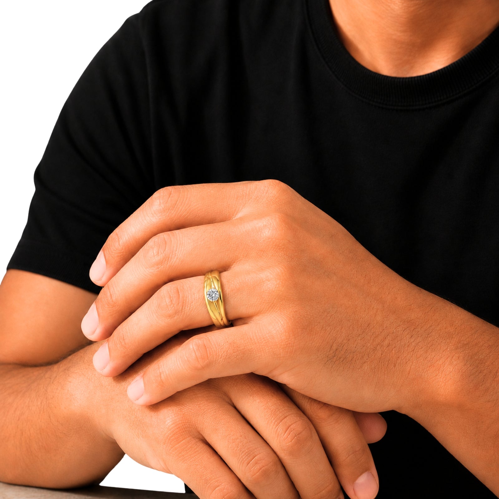 1.00 Carat T.W. Round-cut Lab Grown Diamond (F/VS+) 14K Gold Men's Ring