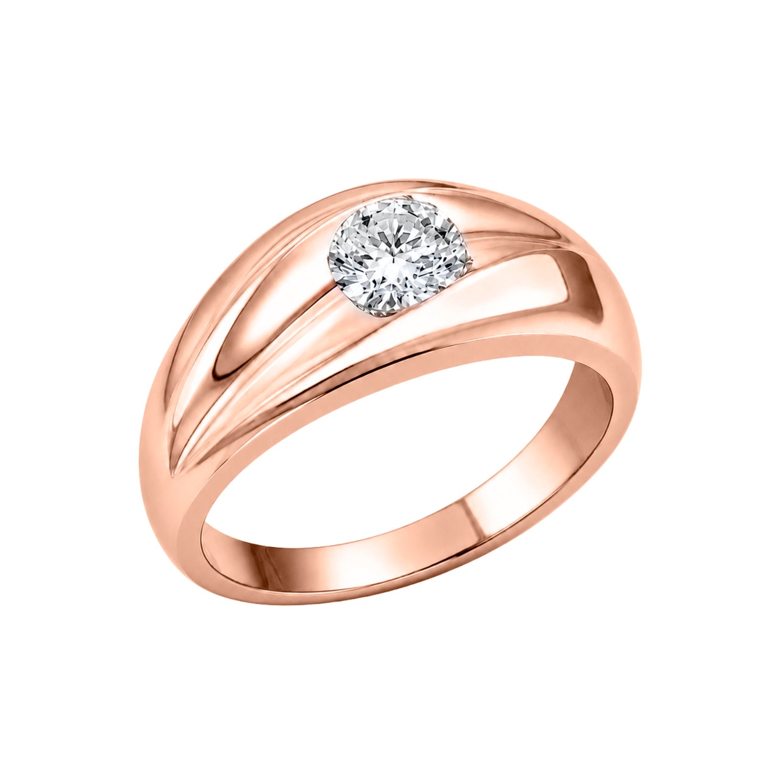 1.00 Carat T.W. Round-cut Lab Grown Diamond (F/VS+) 14K Gold Men's Ring