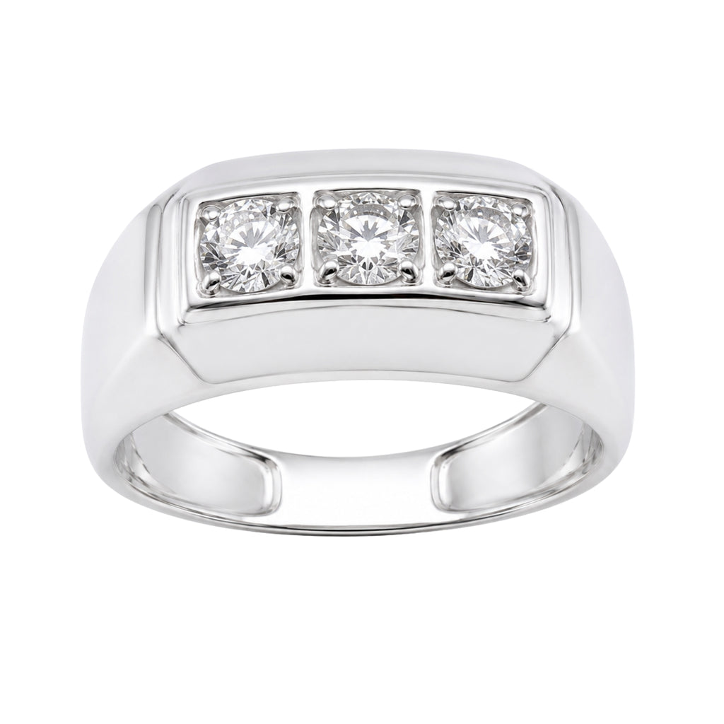 0.50 -1.00 Carat T.W. Round-cut Lab Grown Diamond (F/VS+) 14K Gold 3 Stone Men's Ring
