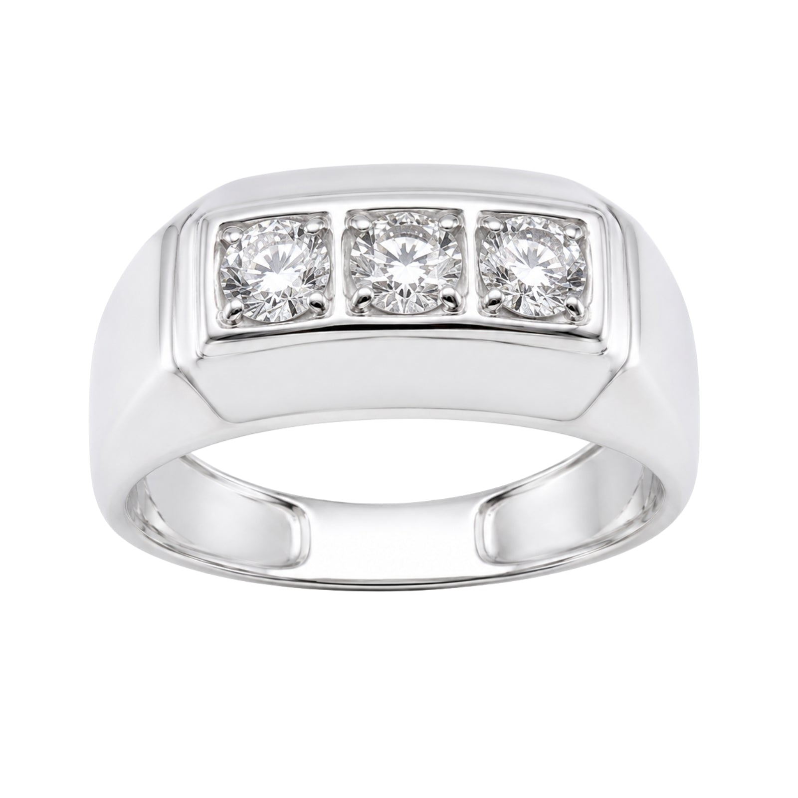 0.50 -1.00 Carat T.W. Round-cut Lab Grown Diamond (F/VS+) 14K Gold 3 Stone Men's Ring