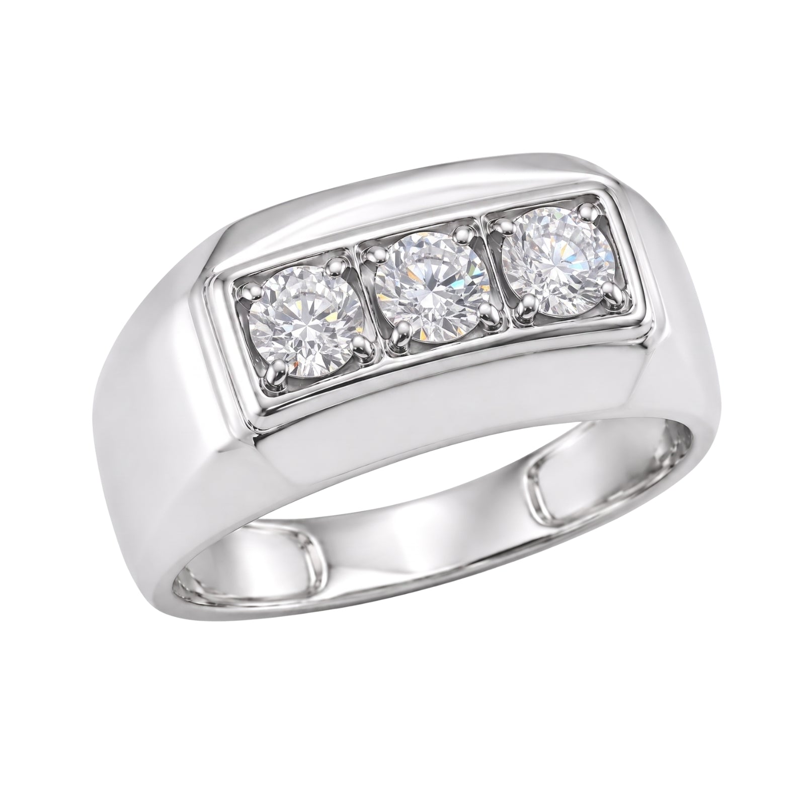 0.50 -1.00 Carat T.W. Round-cut Lab Grown Diamond (F/VS+) 14K Gold 3 Stone Men's Ring