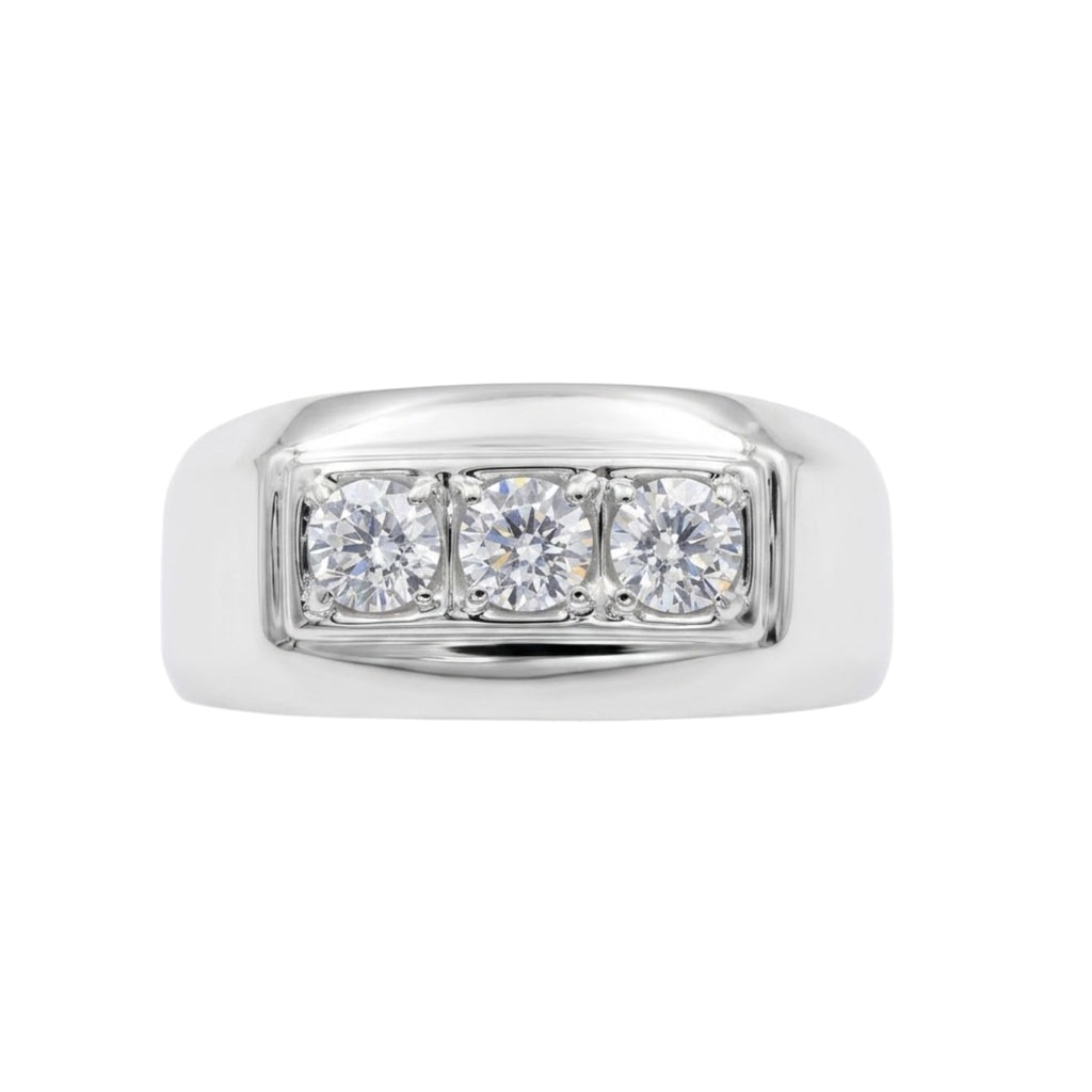 0.50 -1.00 Carat T.W. Round-cut Lab Grown Diamond (F/VS+) 14K Gold 3 Stone Men's Ring