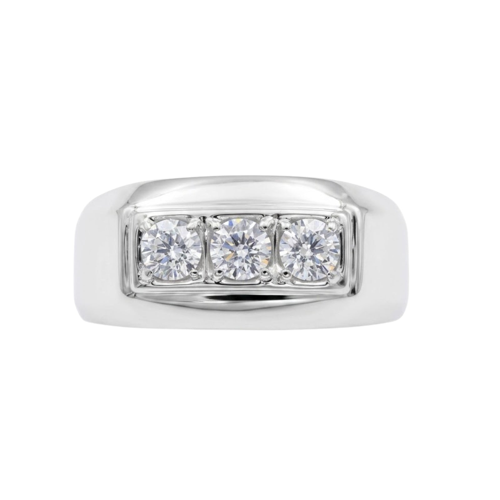 0.50 -1.00 Carat T.W. Round-cut Lab Grown Diamond (F/VS+) 14K Gold 3 Stone Men's Ring