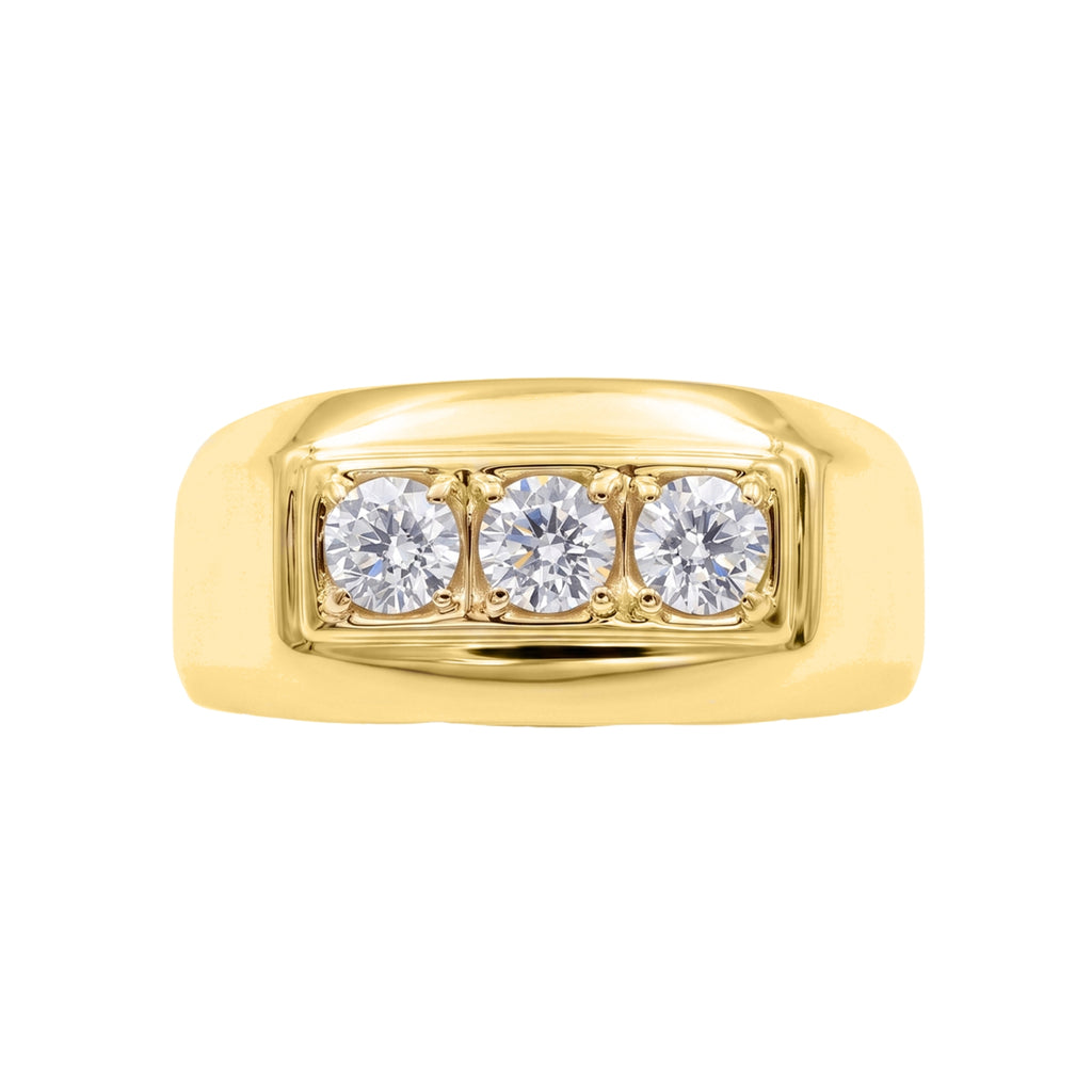 0.50 -1.00 Carat T.W. Round-cut Lab Grown Diamond (F/VS+) 14K Gold 3 Stone Men's Ring