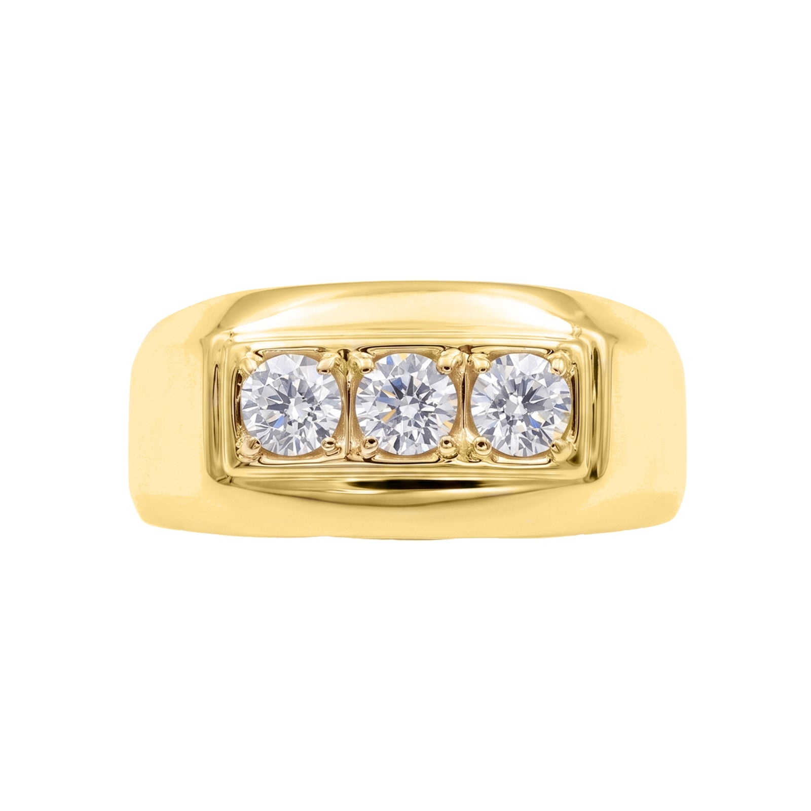 0.50 -1.00 Carat T.W. Round-cut Lab Grown Diamond (F/VS+) 14K Gold 3 Stone Men's Ring