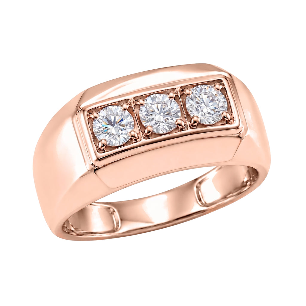 0.50 -1.00 Carat T.W. Round-cut Lab Grown Diamond (F/VS+) 14K Gold 3 Stone Men's Ring