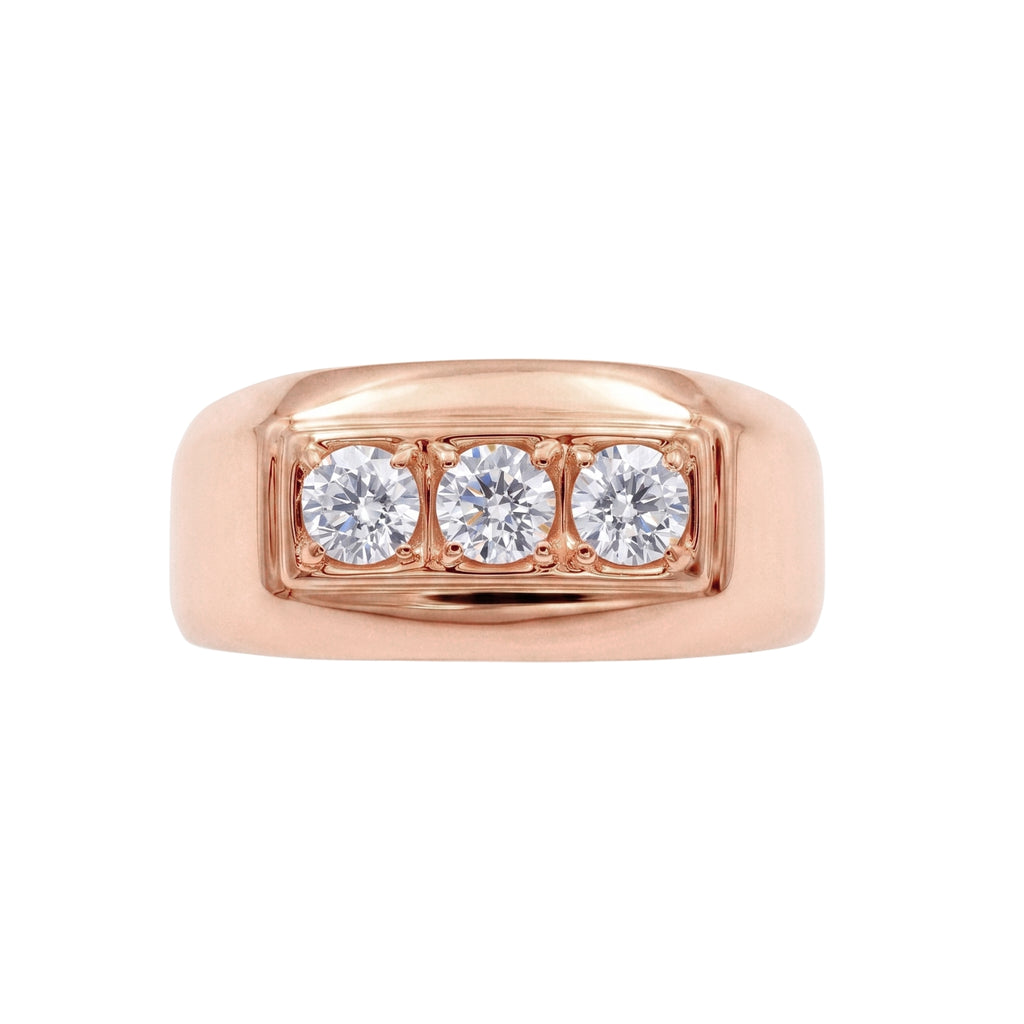 0.50 -1.00 Carat T.W. Round-cut Lab Grown Diamond (F/VS+) 14K Gold 3 Stone Men's Ring