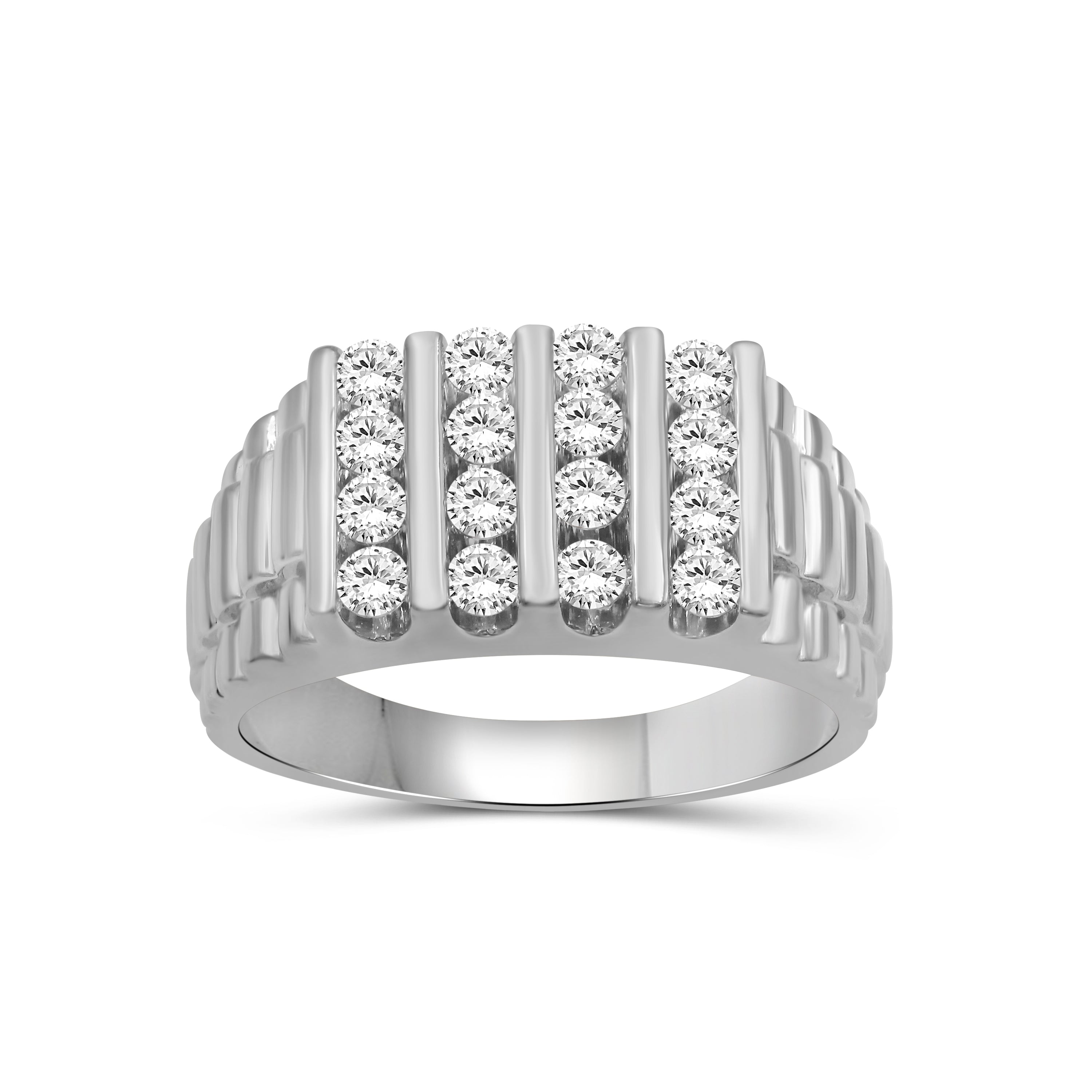 Diamonair 1.00 Carat T.W. Round-cut Lab Grown Diamond (F/VS+) 14K Gold Men's Ring