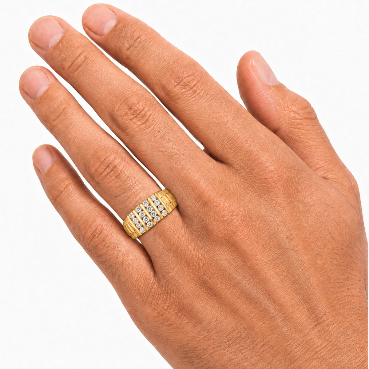 Diamonair 1.00 Carat T.W. Round-cut Lab Grown Diamond (F/VS+) 14K Gold Men's Ring