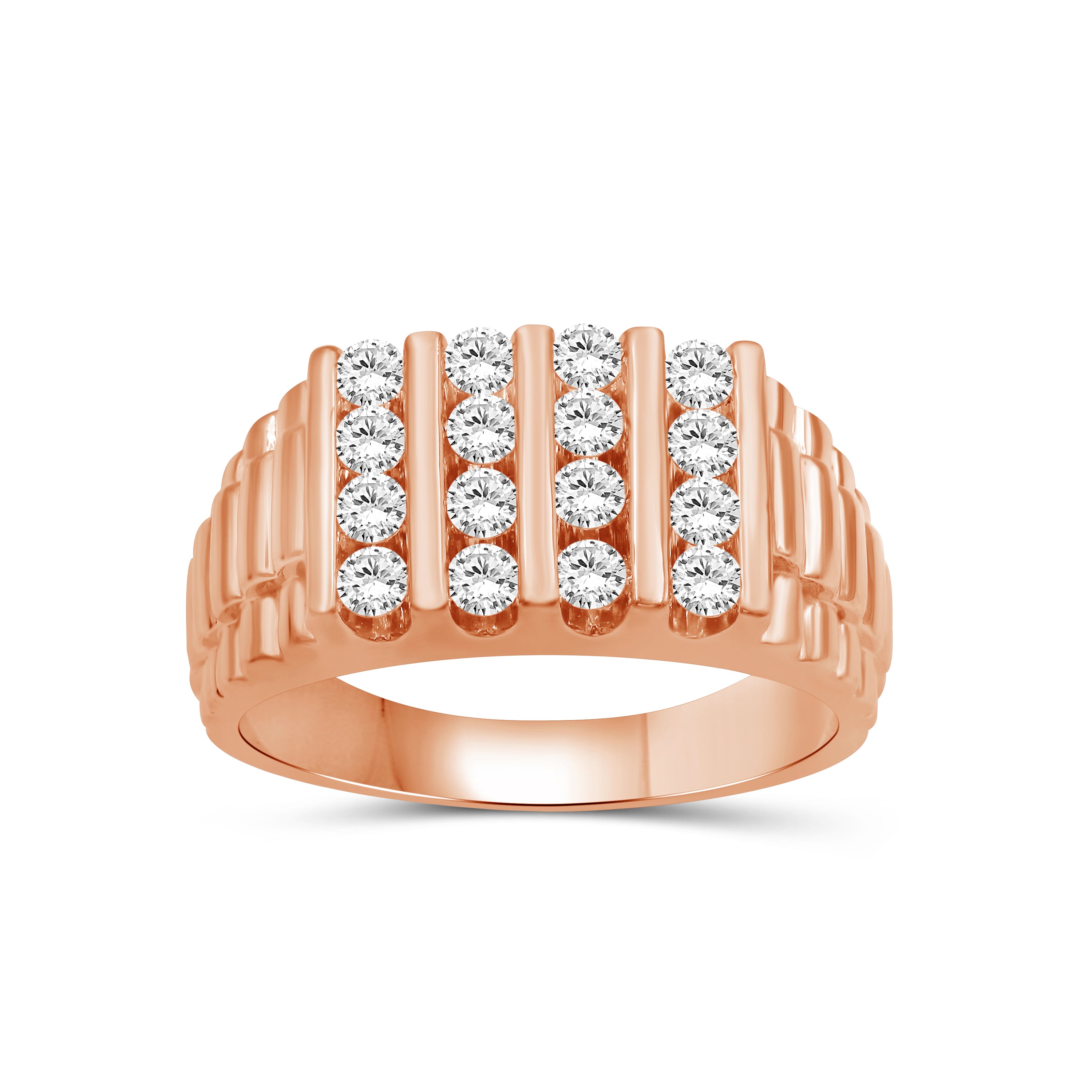 Diamonair 1.00 Carat T.W. Round-cut Lab Grown Diamond (F/VS+) 14K Gold Men's Ring