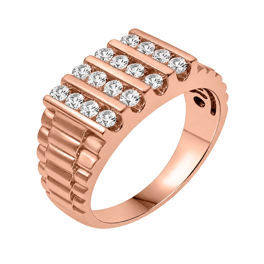 Diamonair 1.00 Carat T.W. Round-cut Lab Grown Diamond (F/VS+) 14K Gold Men's Ring