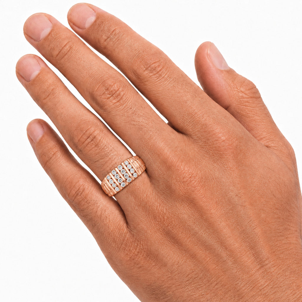 Diamonair 1.00 Carat T.W. Round-cut Lab Grown Diamond (F/VS+) 14K Gold Men's Ring
