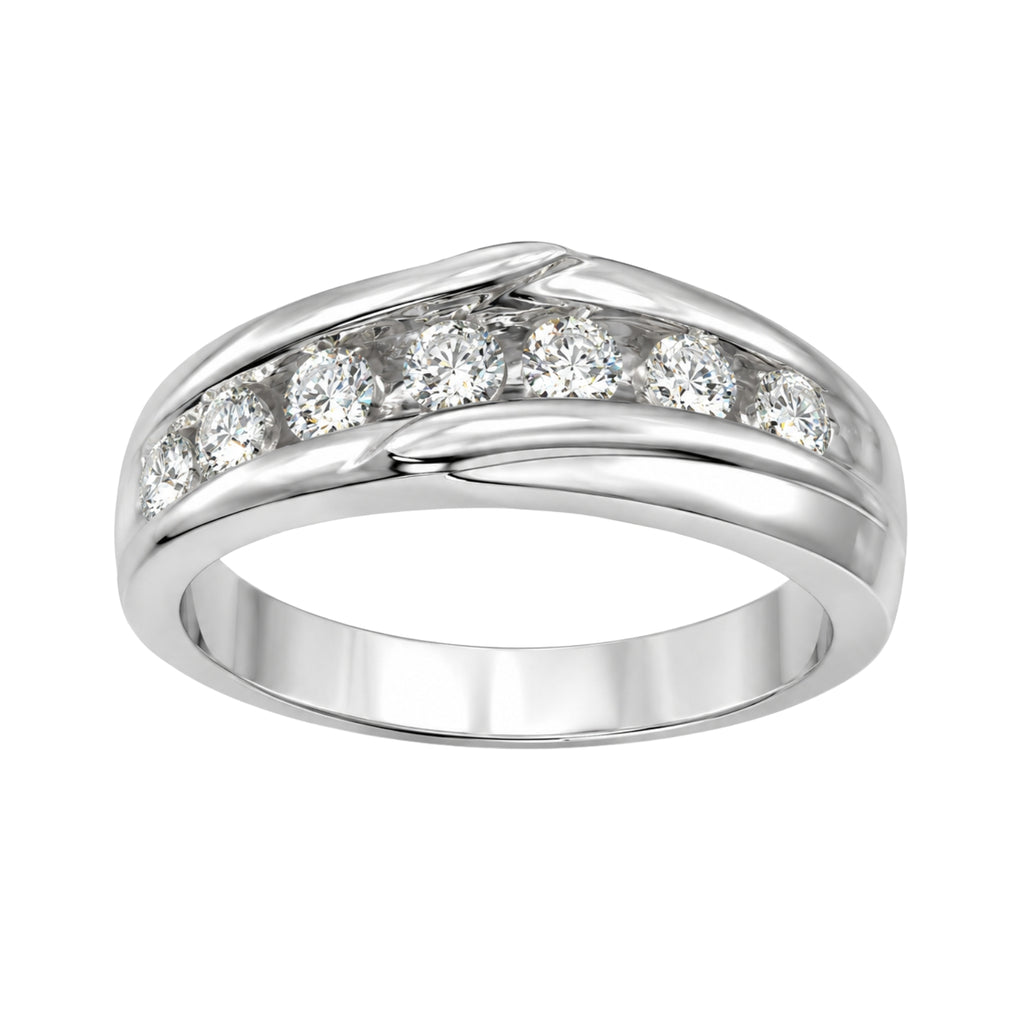 1.00 Carat T.W. Round-cut Lab Grown Diamond (F/VS+) 14K Gold 7 Stone Men's Ring