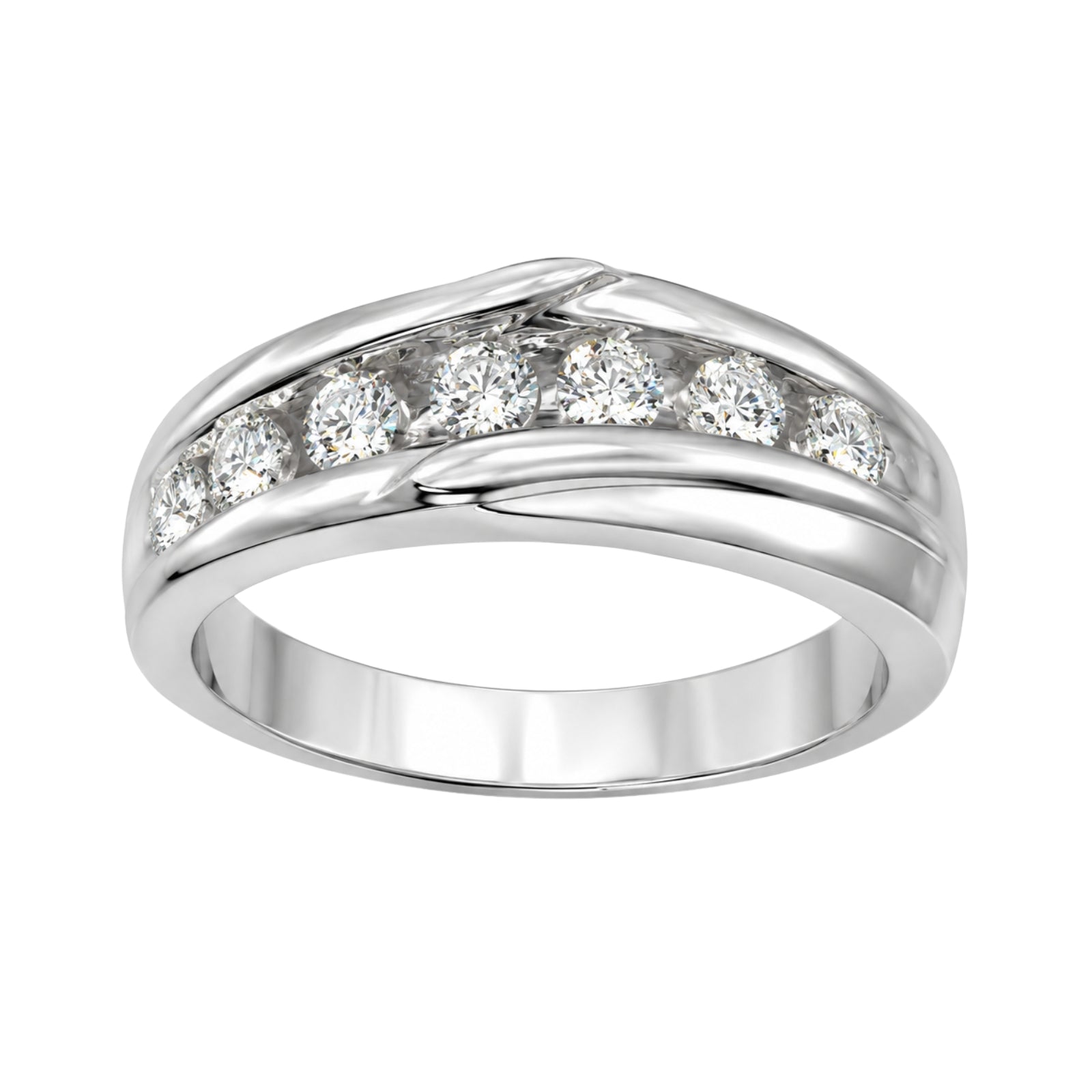 1.00 Carat T.W. Round-cut Lab Grown Diamond (F/VS+) 14K Gold 7 Stone Men's Ring