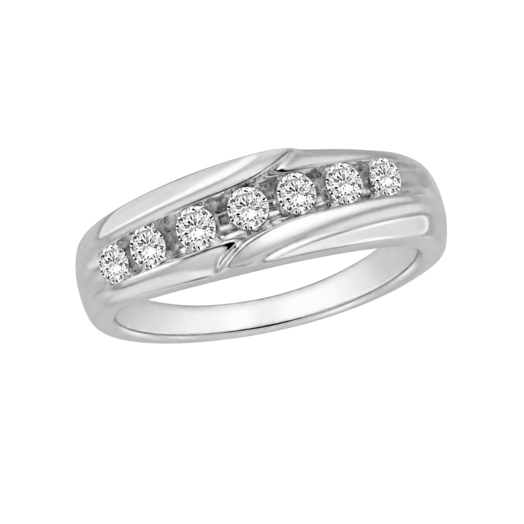 1.00 Carat T.W. Round-cut Lab Grown Diamond (F/VS+) 14K Gold 7 Stone Men's Ring