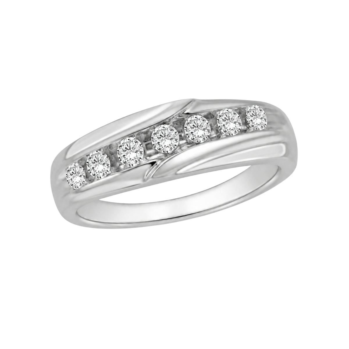 1.00 Carat T.W. Round-cut Lab Grown Diamond (F/VS+) 14K Gold 7 Stone Men's Ring