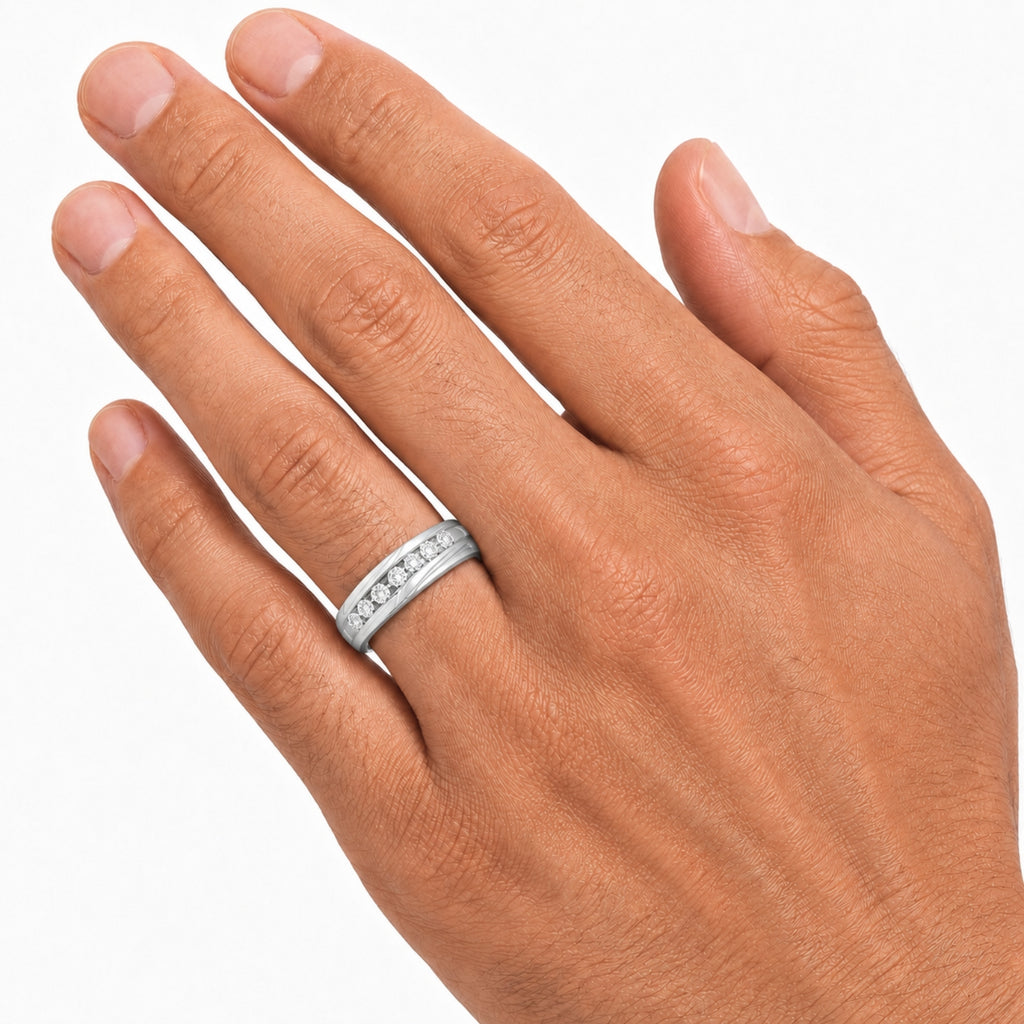 1.00 Carat T.W. Round-cut Lab Grown Diamond (F/VS+) 14K Gold 7 Stone Men's Ring