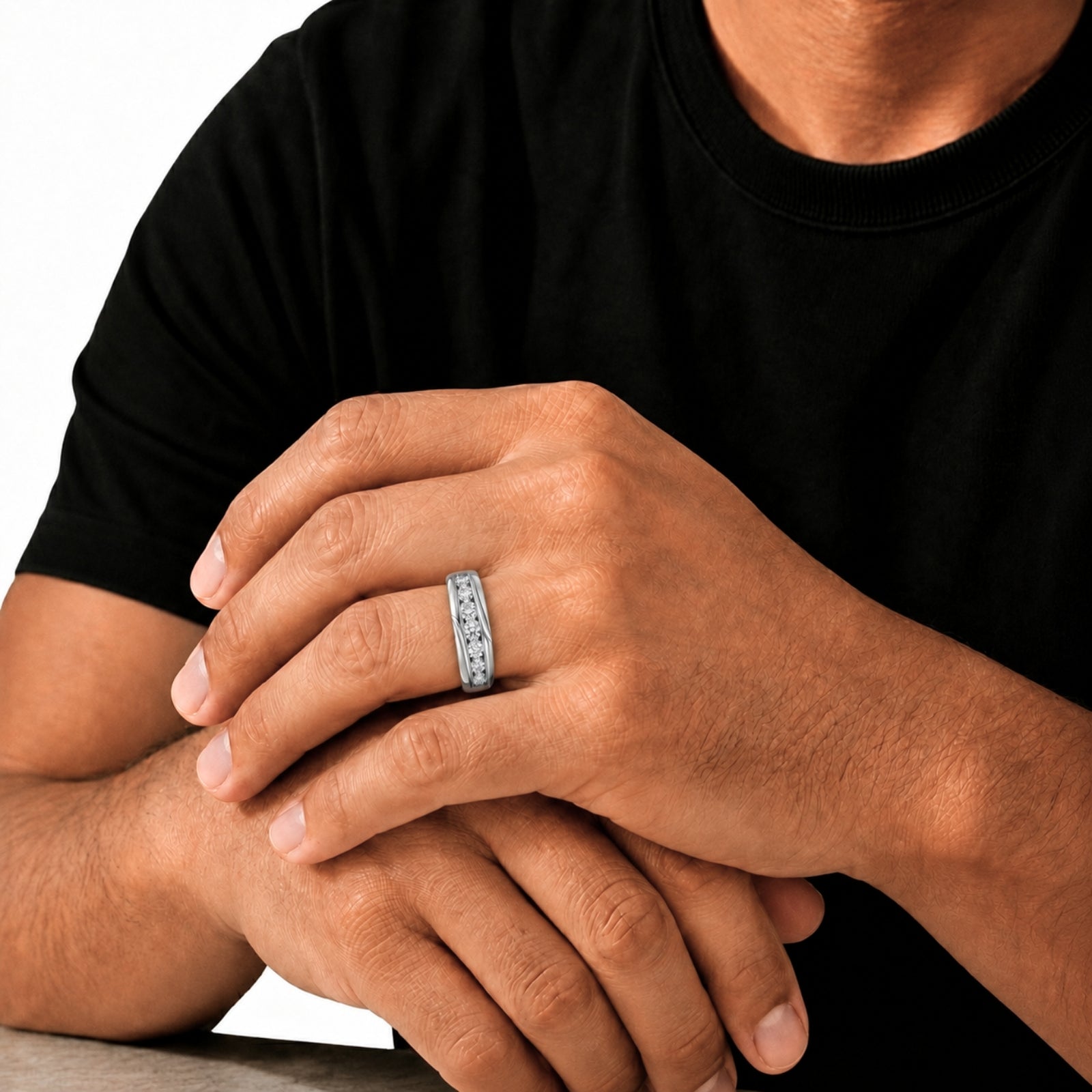 1.00 Carat T.W. Round-cut Lab Grown Diamond (F/VS+) 14K Gold 7 Stone Men's Ring