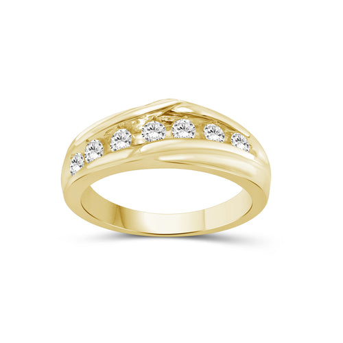 1.00 Carat T.W. Round-cut Lab Grown Diamond (F/VS+) 14K Gold 7 Stone Men's Ring