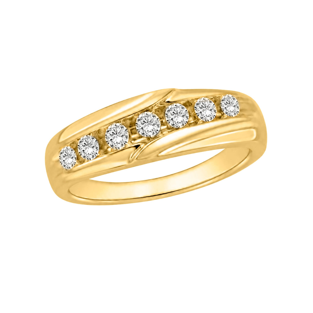 1.00 Carat T.W. Round-cut Lab Grown Diamond (F/VS+) 14K Gold 7 Stone Men's Ring