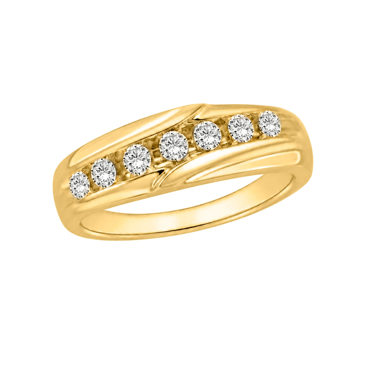 1.00 Carat T.W. Round-cut Lab Grown Diamond (F/VS+) 14K Gold 7 Stone Men's Ring