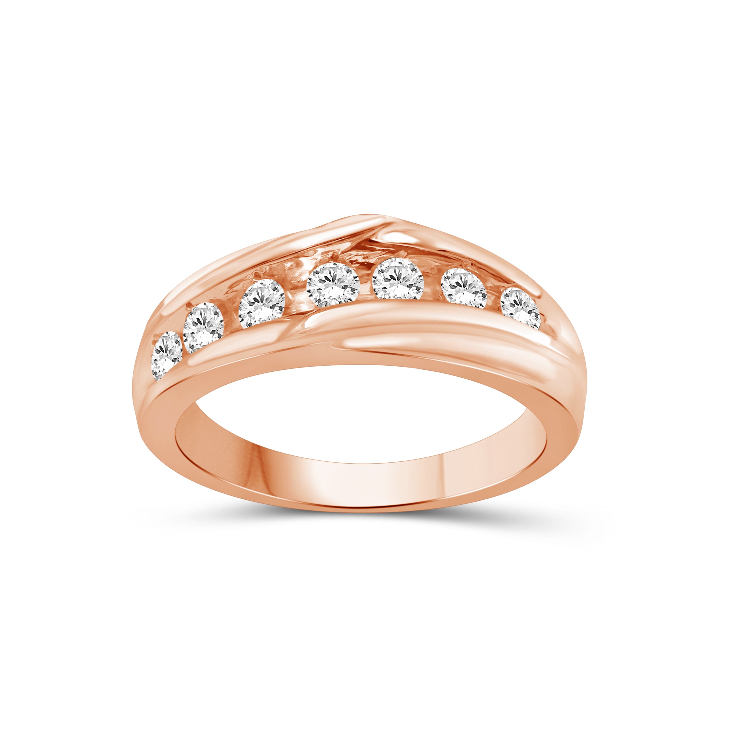 1.00 Carat T.W. Round-cut Lab Grown Diamond (F/VS+) 14K Gold 7 Stone Men's Ring