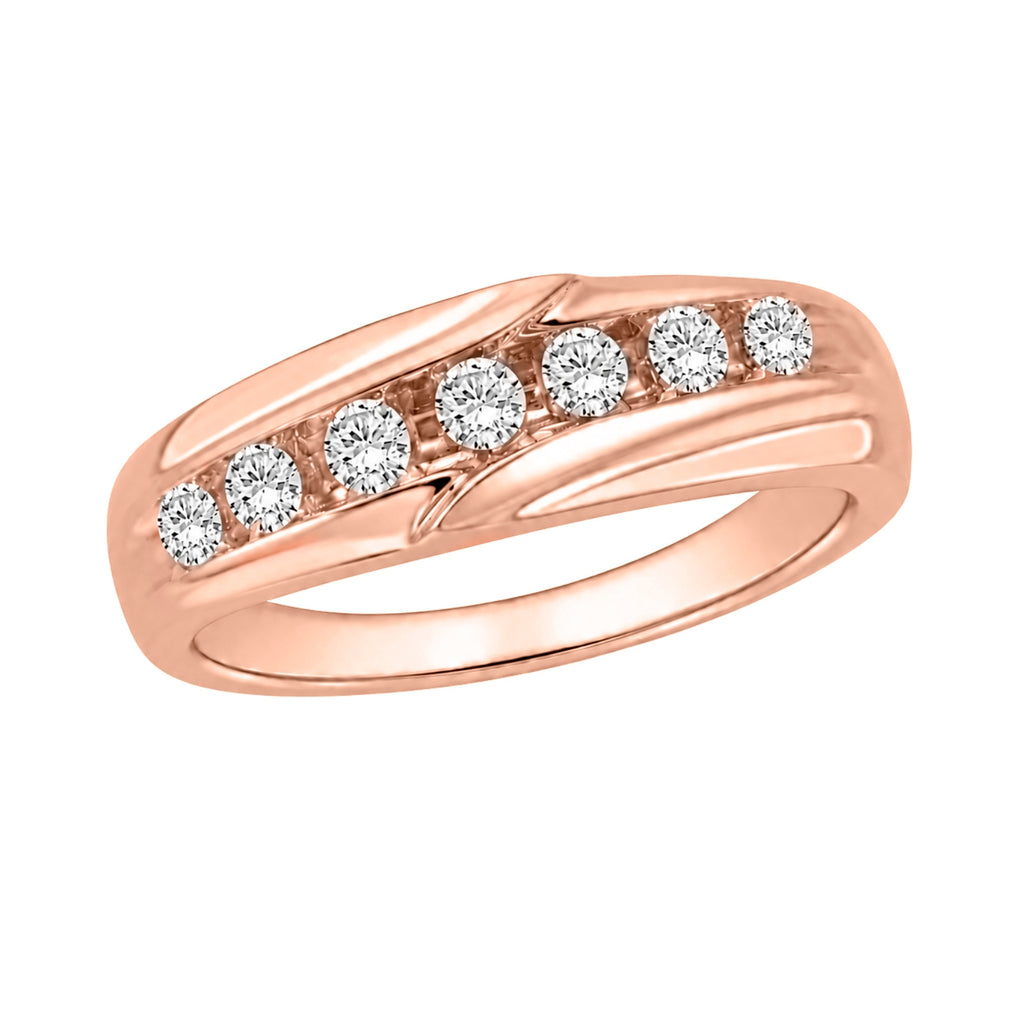 1.00 Carat T.W. Round-cut Lab Grown Diamond (F/VS+) 14K Gold 7 Stone Men's Ring