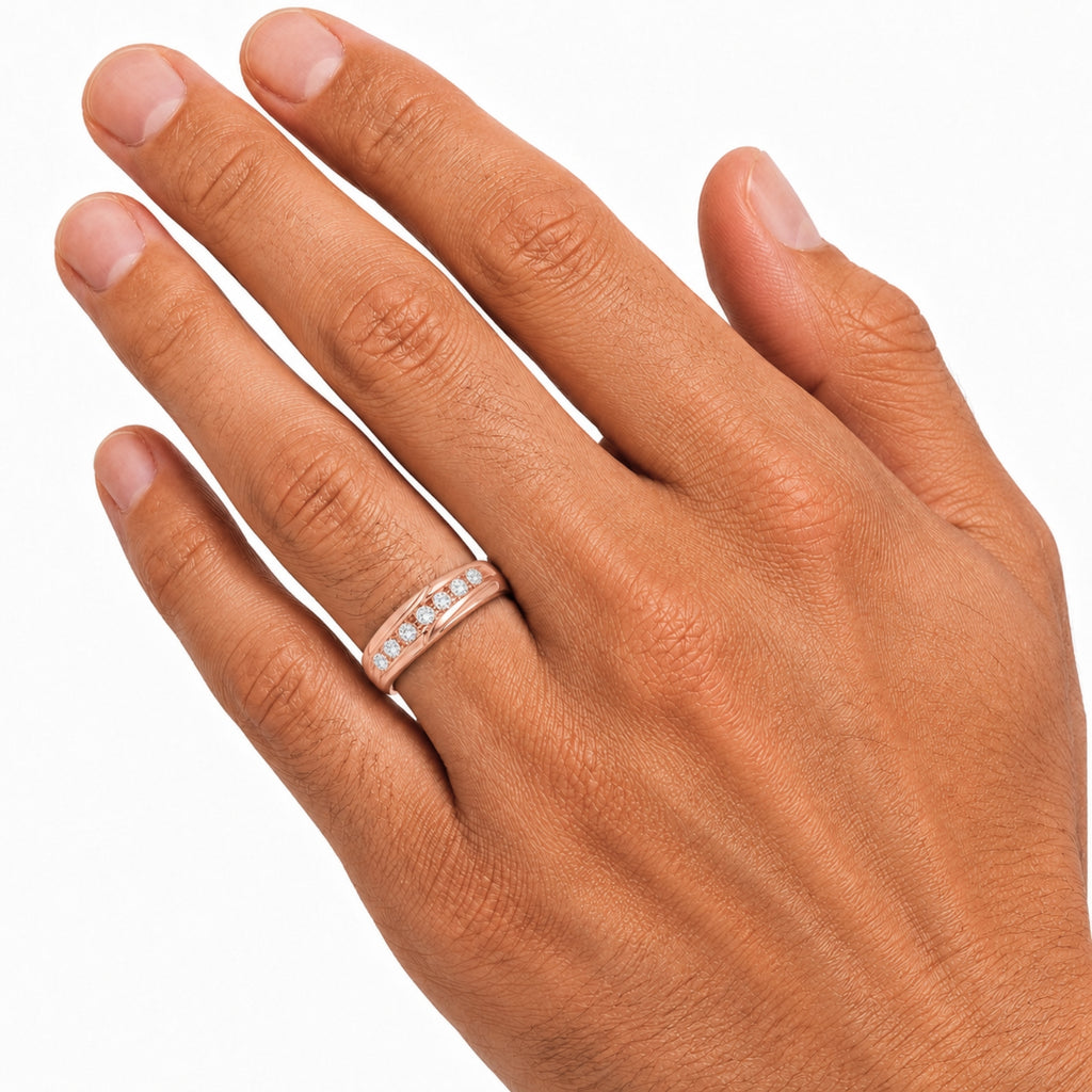 1.00 Carat T.W. Round-cut Lab Grown Diamond (F/VS+) 14K Gold 7 Stone Men's Ring