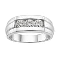 0.50 Carat T.W. Round-cut Lab Grown Diamond (F/VS+) 14K Gold 3 Stone Men's Ring