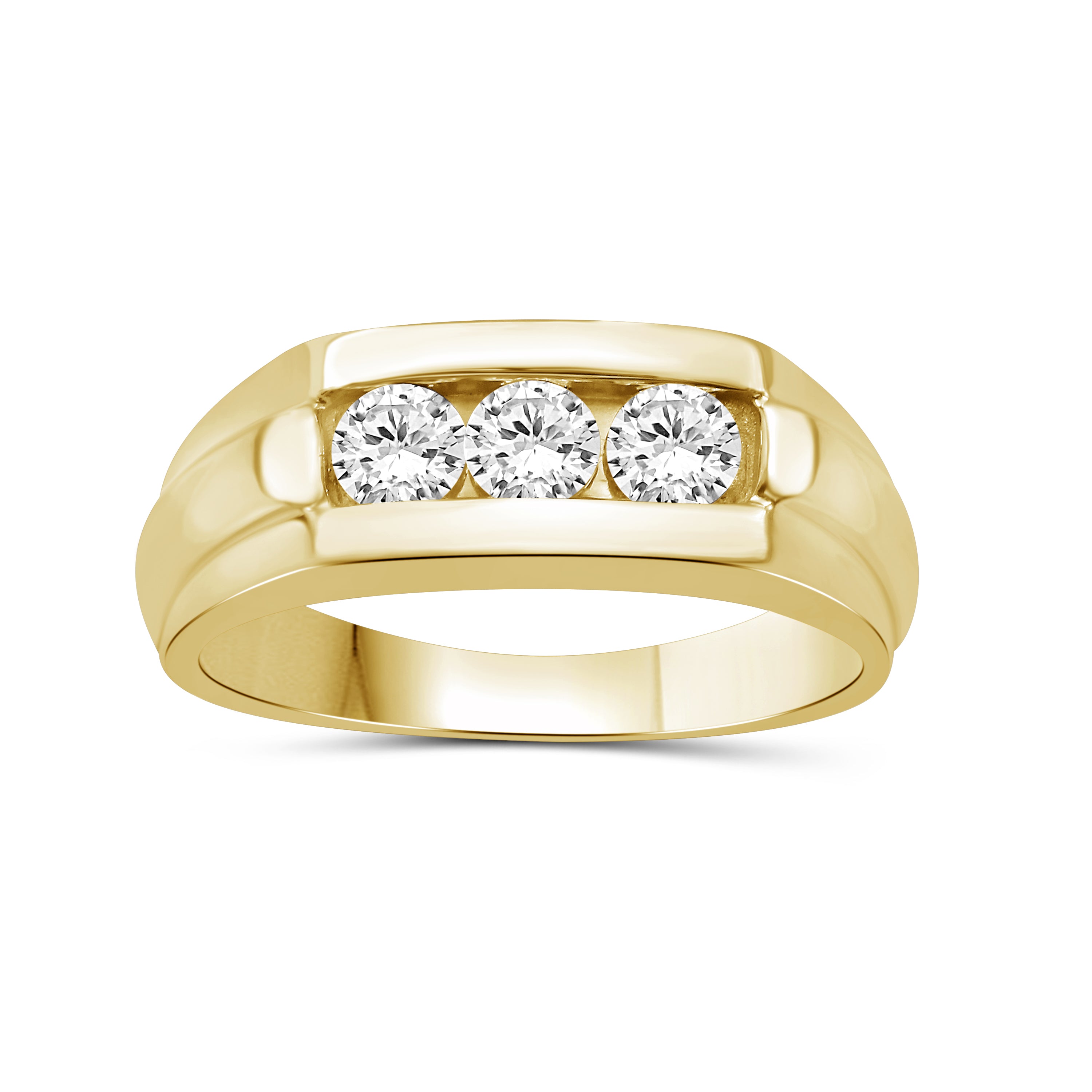 0.50 Carat T.W. Round-cut Lab Grown Diamond (F/VS+) 14K Gold 3 Stone Men's Ring