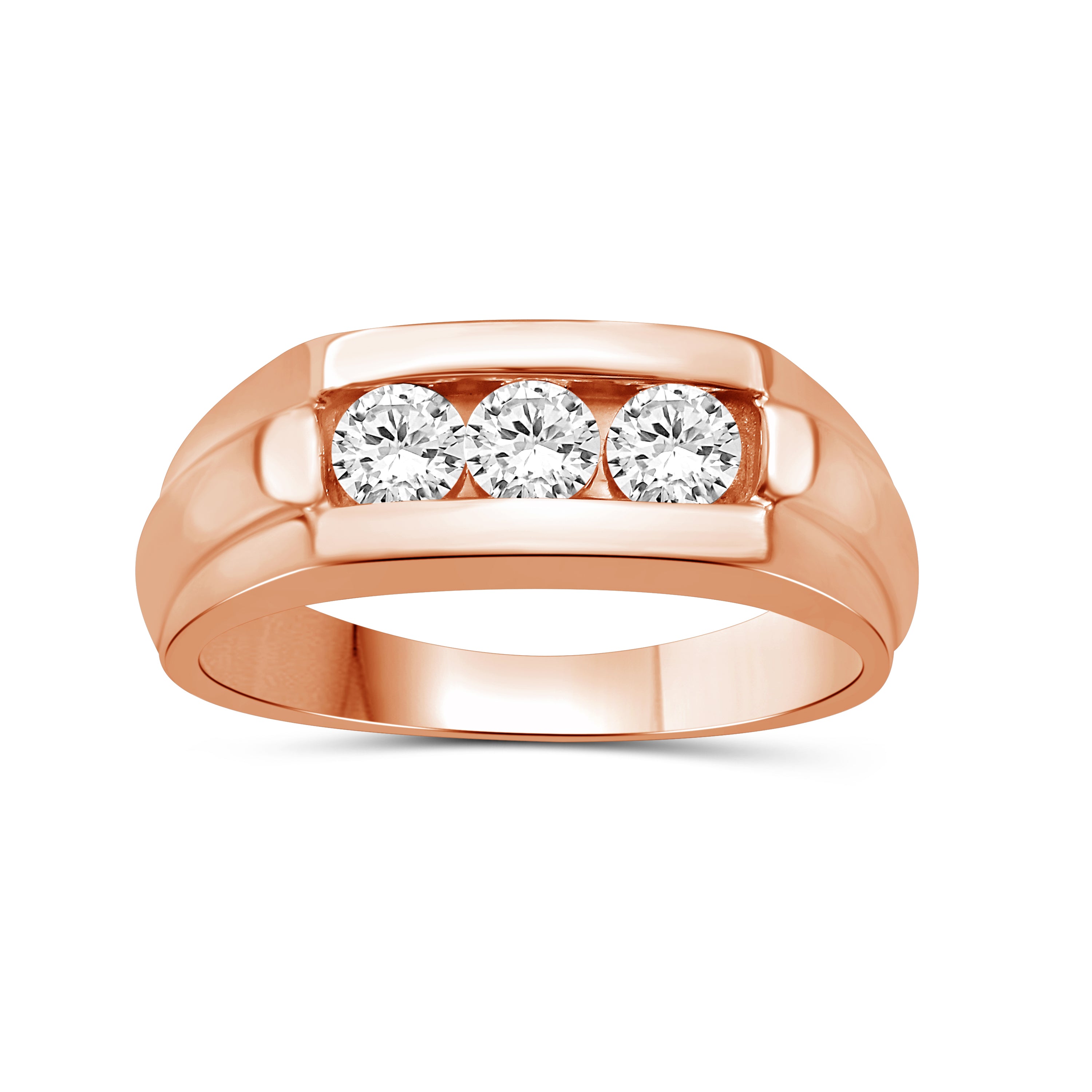 0.50 Carat T.W. Round-cut Lab Grown Diamond (F/VS+) 14K Gold 3 Stone Men's Ring