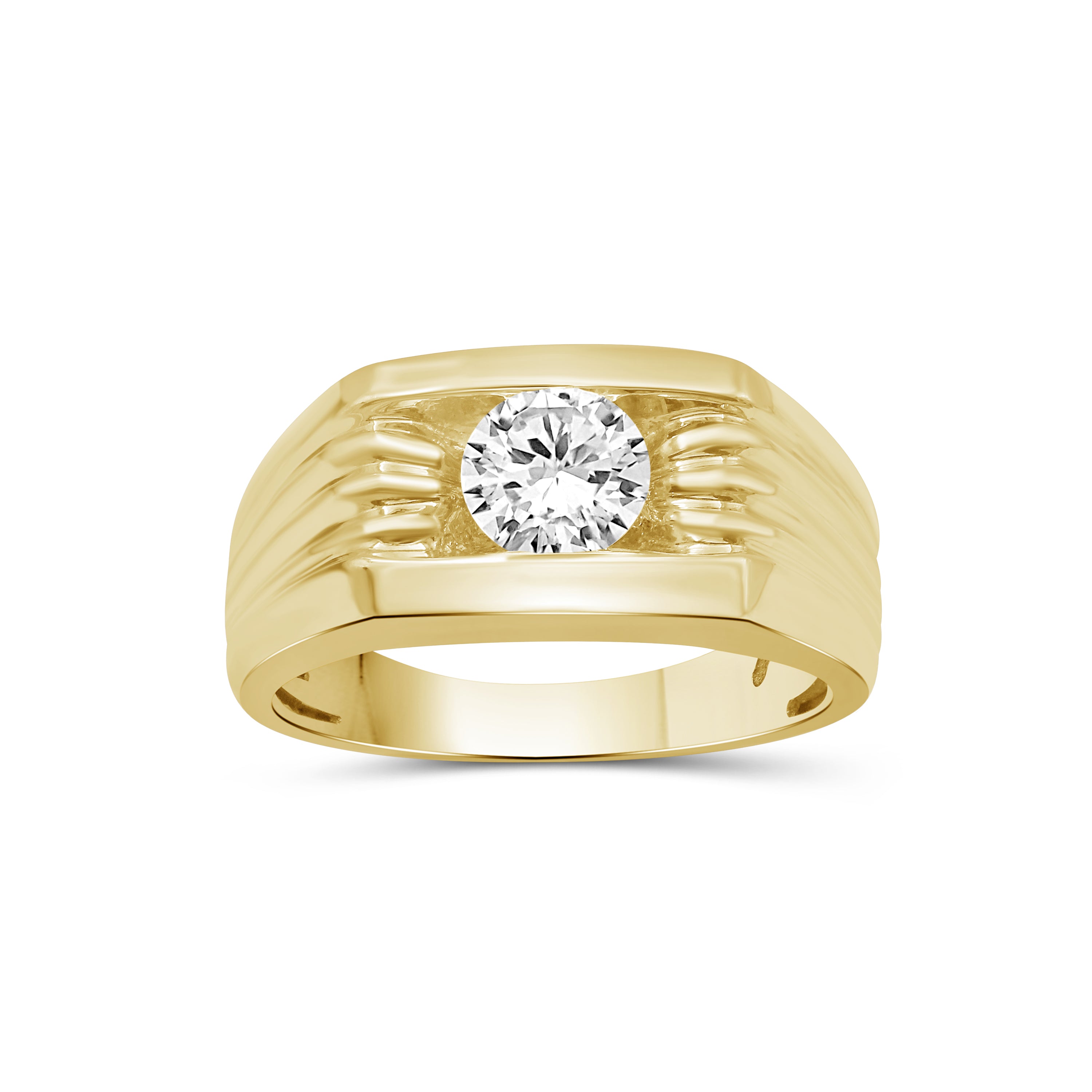 1.00 Carat T.W. Round-cut Lab Grown Diamond (F/VS+) 14K Gold Men's Ring