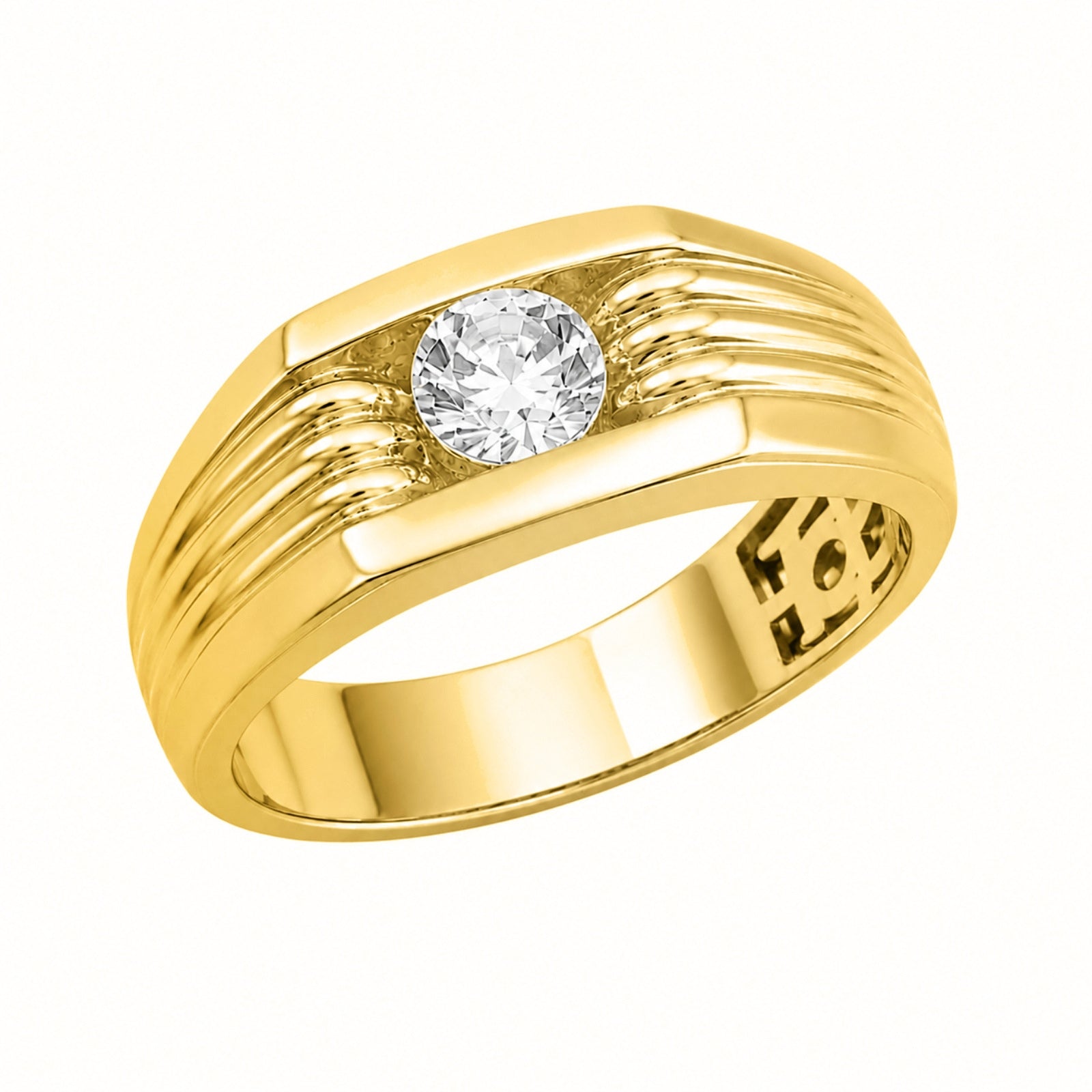 1.00 Carat T.W. Round-cut Lab Grown Diamond (F/VS+) 14K Gold Men's Ring