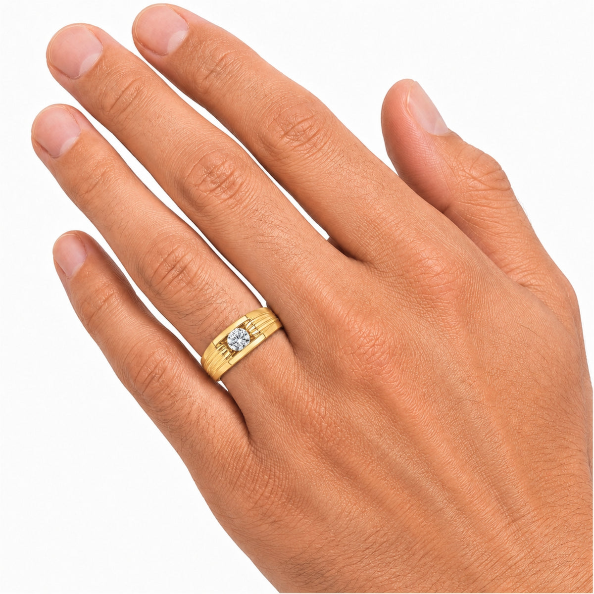 1.00 Carat T.W. Round-cut Lab Grown Diamond (F/VS+) 14K Gold Men's Ring