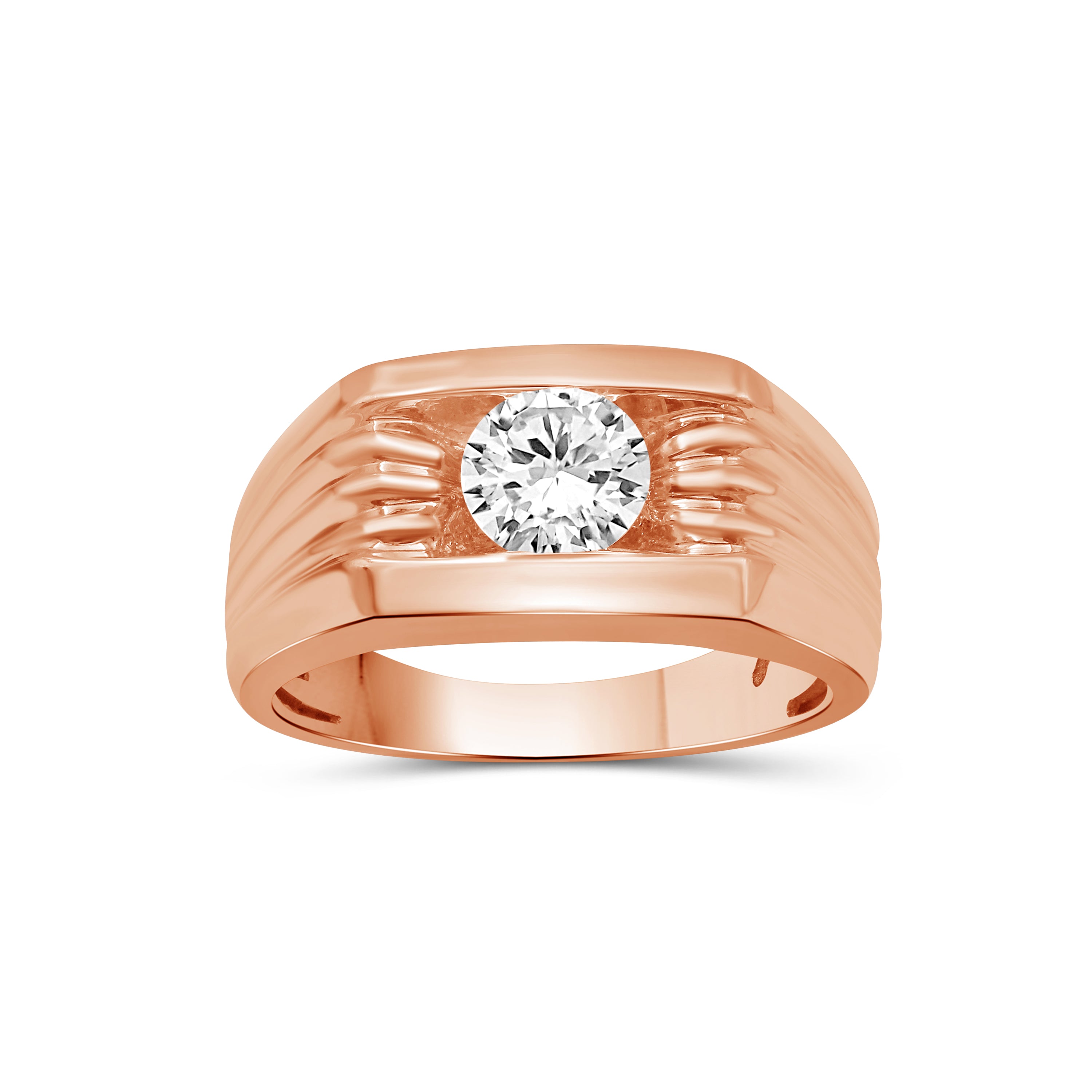 1.00 Carat T.W. Round-cut Lab Grown Diamond (F/VS+) 14K Gold Men's Ring